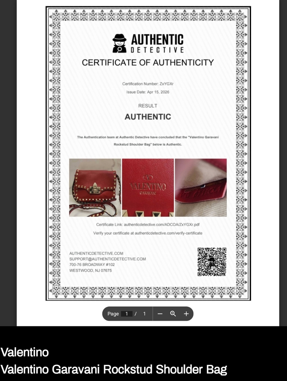 Authentic Red Leather Valentino Garavani Rockstud Shoulder Bag With Digital COA - Picture 2 of 13
